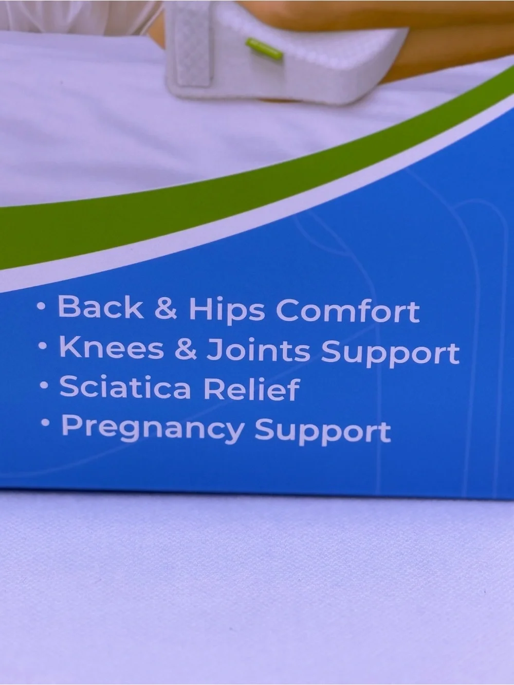 AUVON Memory Foam Knee Pillow Side Sleepers Leg Support Adjustable Strap White